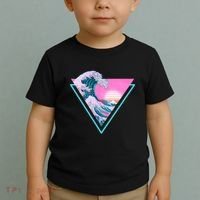 Vaporwave Aesthetic Great Wave Retro Triangle Toddler T-Shirt thumb 2