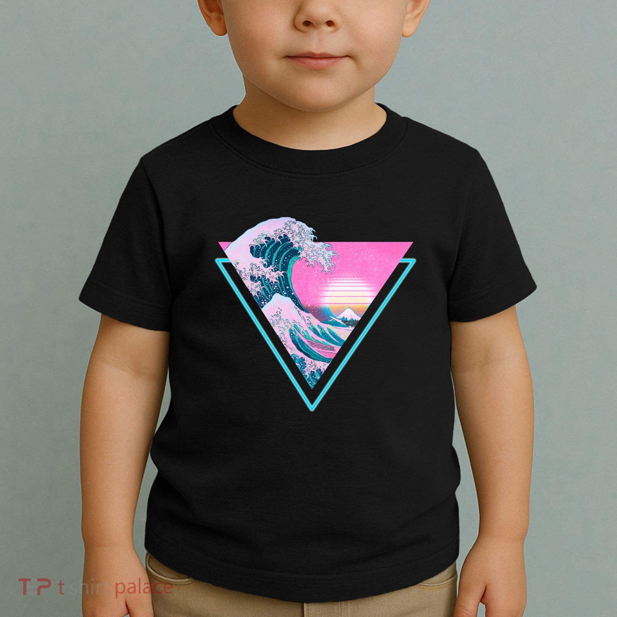 Vaporwave Aesthetic Great Wave Retro Triangle Toddler T-Shirt