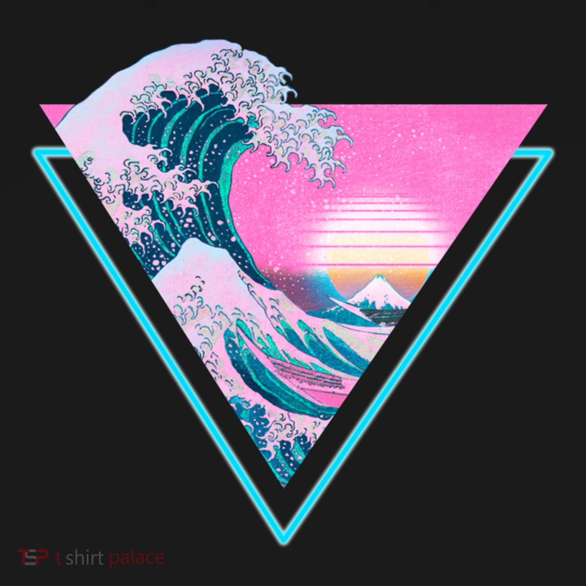 Vaporwave Aesthetic Great Wave Retro Triangle Women's Long Sleeve Shirt
