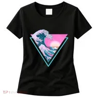 Vaporwave Aesthetic Great Wave Retro Triangle Women's T-Shirt thumb 0