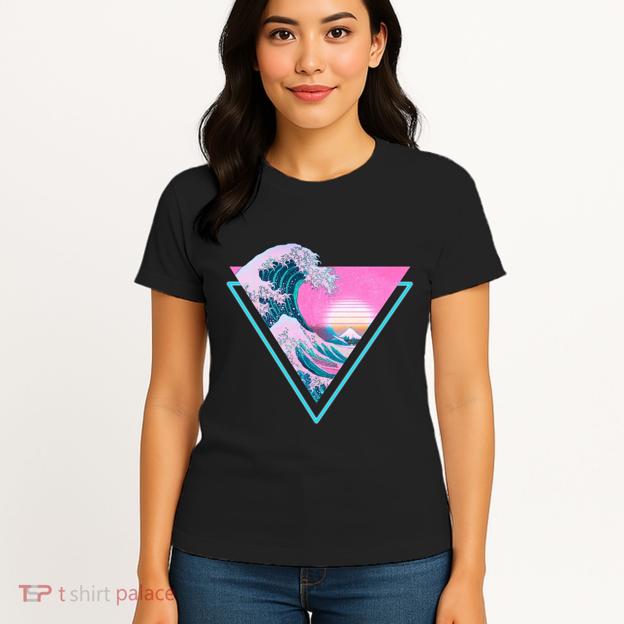 Vaporwave Aesthetic Great Wave Retro Triangle Women's T-Shirt