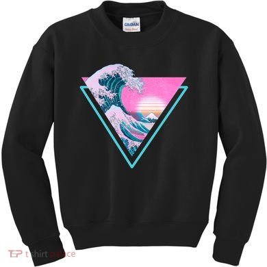 Vaporwave Aesthetic Great Wave Retro Triangle Kids Sweatshirt