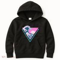 Vaporwave Aesthetic Great Wave Retro Triangle Kids Hoodie thumb 0