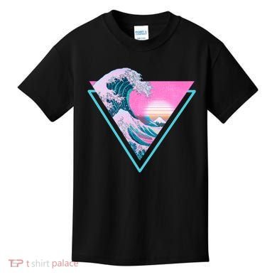 Vaporwave Aesthetic Great Wave Retro Triangle Kids T-Shirt
