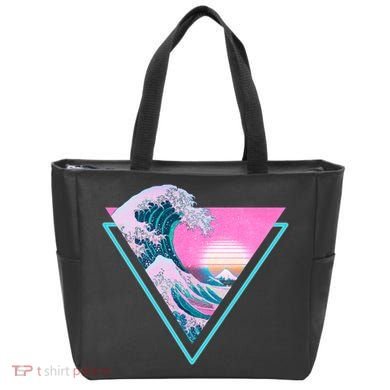 Vaporwave Aesthetic Great Wave Retro Triangle Tote Bag