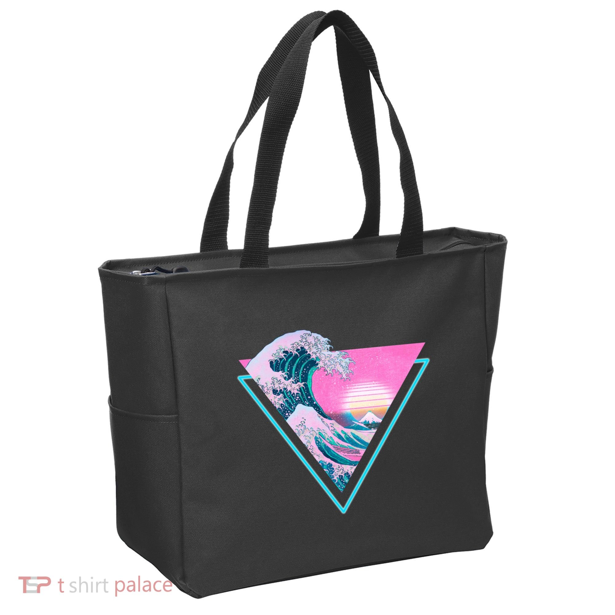 Vaporwave Aesthetic Great Wave Retro Triangle Tote Bag