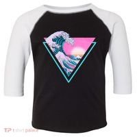 Vaporwave Aesthetic Great Wave Retro Triangle Toddler Fine Jersey T-Shirt thumb 0