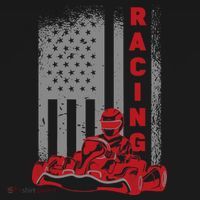 Vintage American Go Kart Racing With USA Flag T-Shirt thumb 7