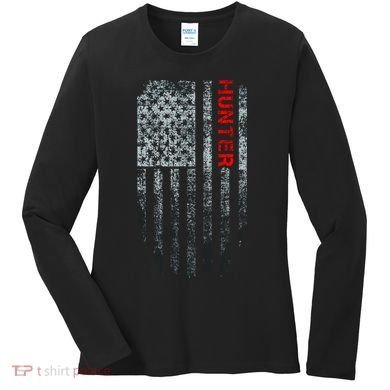 Vintage American Hunter Flag Women's Long Sleeve Shirt