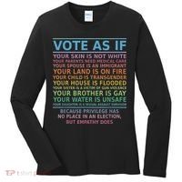 Vote As If Your Skin Is Not White Human's Rights Women's Long Sleeve Shirt thumb 0