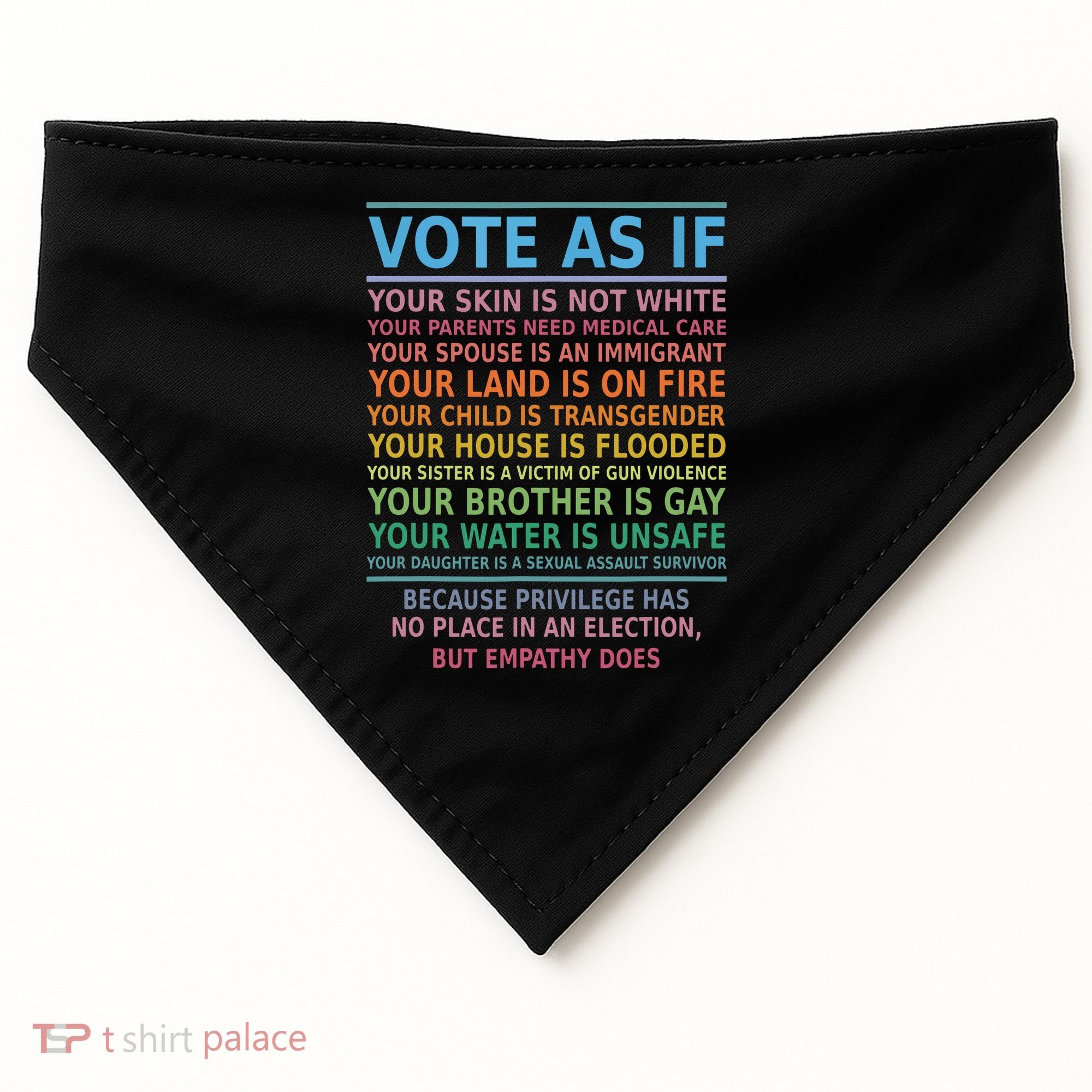 Vote As If Your Skin Is Not White Humans Rights USA-Made Doggie Bandana