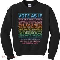 Vote As If Your Skin Is Not White Humans Rights Kids Sweatshirt thumb 0