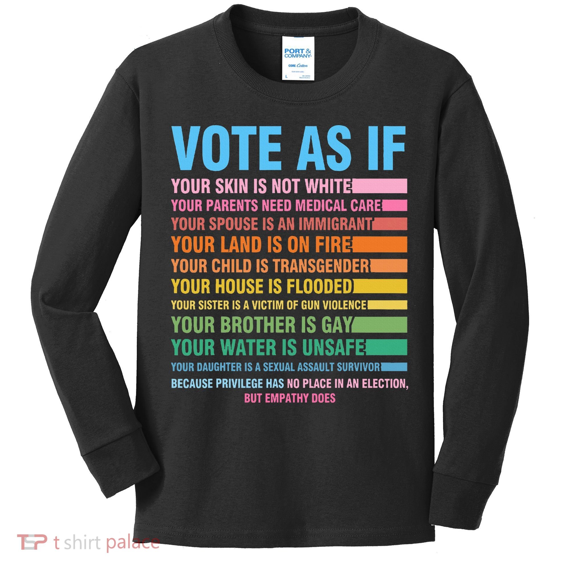 Vote As If Your Skin Is Not White HumanS Rights Kids Long Sleeve Shirt