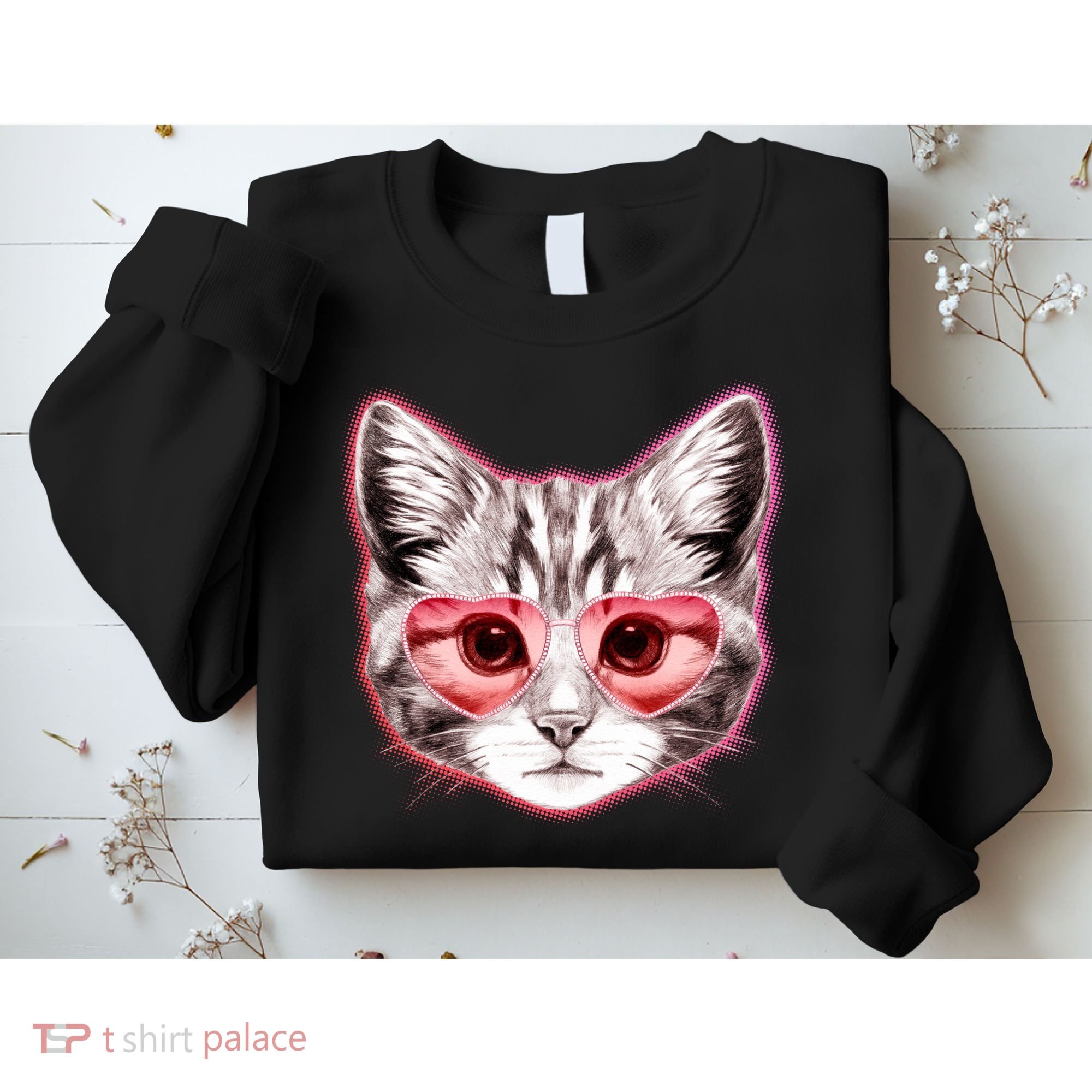 Valentine Cat Love Shades Sweatshirt