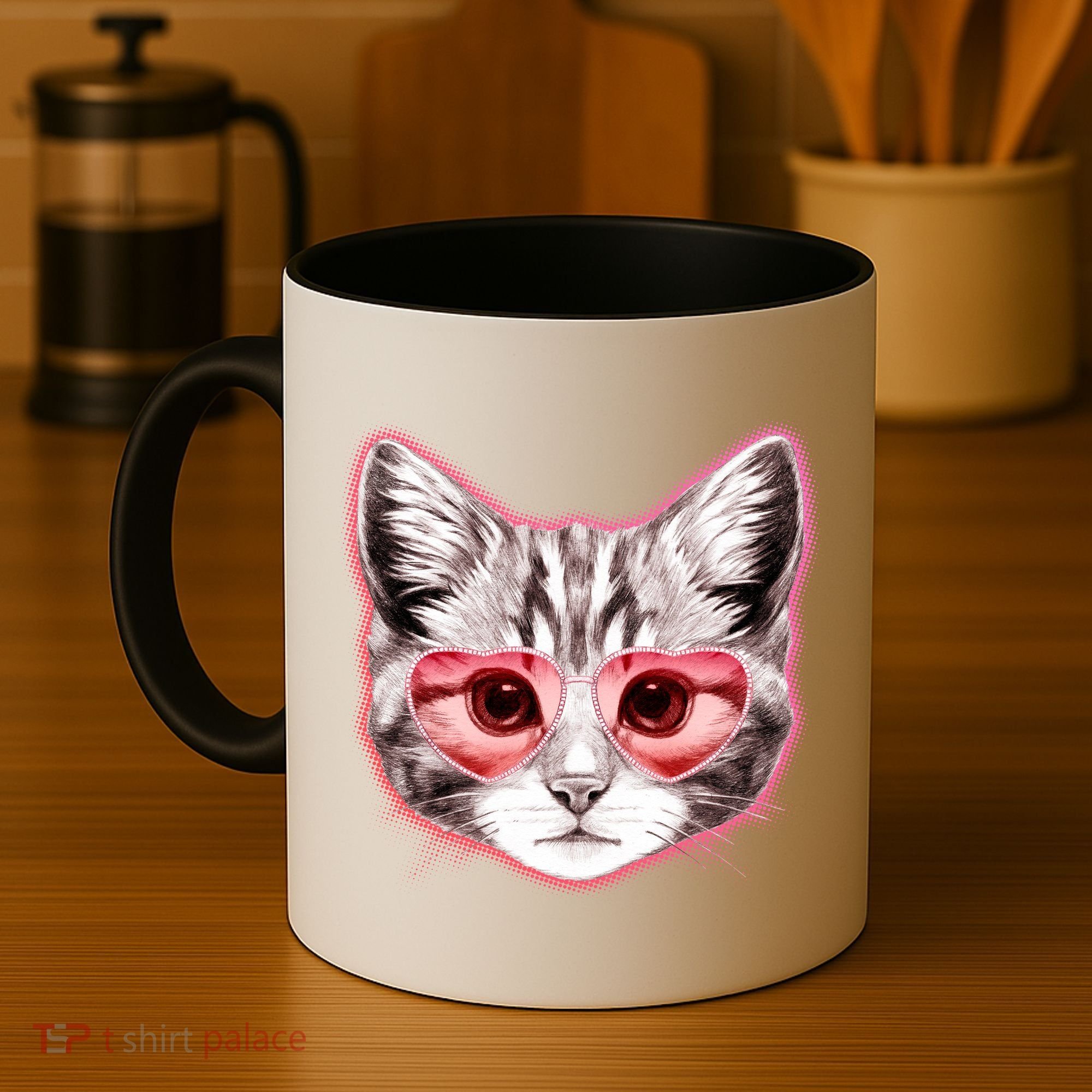 Valentine Cat Love Shades Coffee Mug
