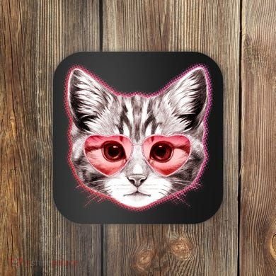 Valentine Cat Love Shades Coaster
