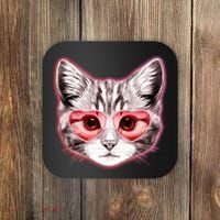Valentine Cat Love Shades Coaster thumb 0
