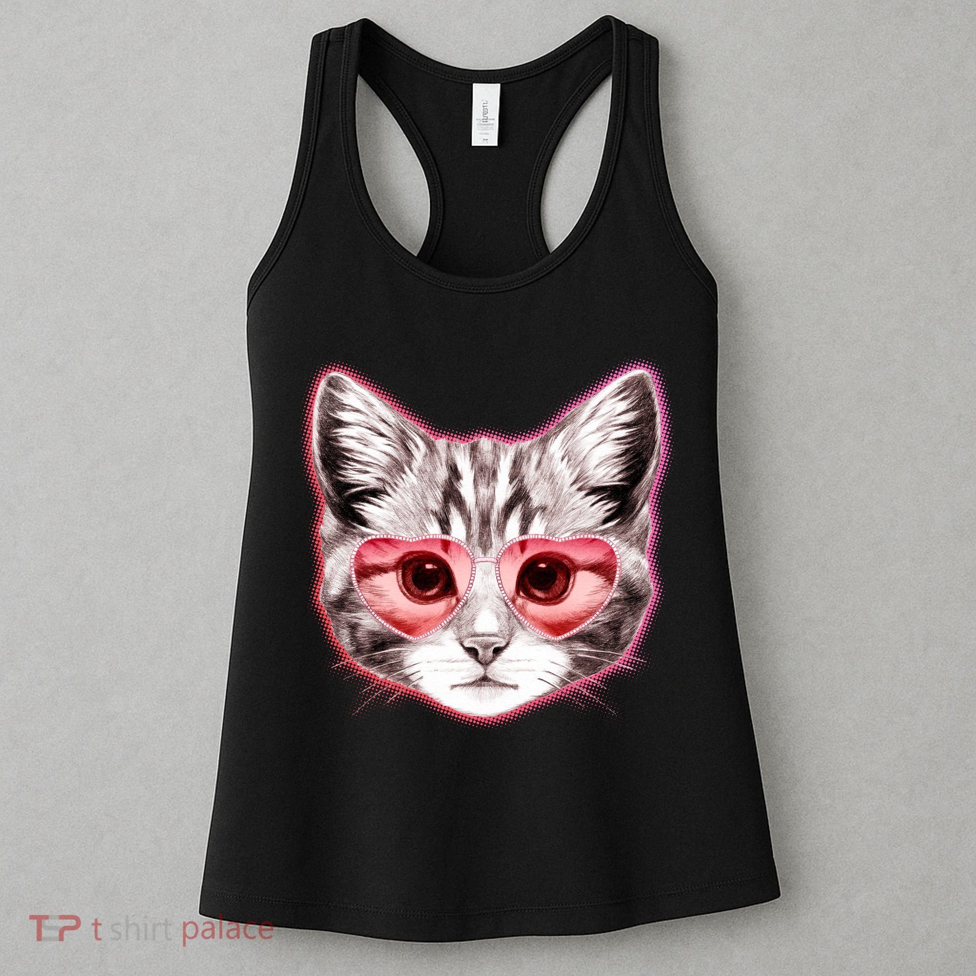 Valentine Cat Love Shades Women's Tank Top