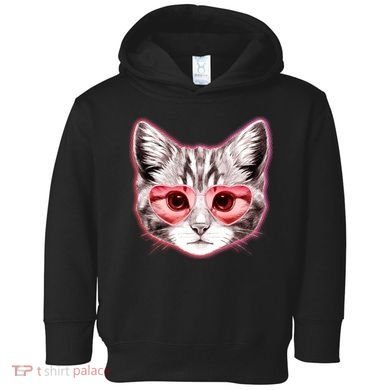 Valentine Cat Love Shades Toddler Hoodie