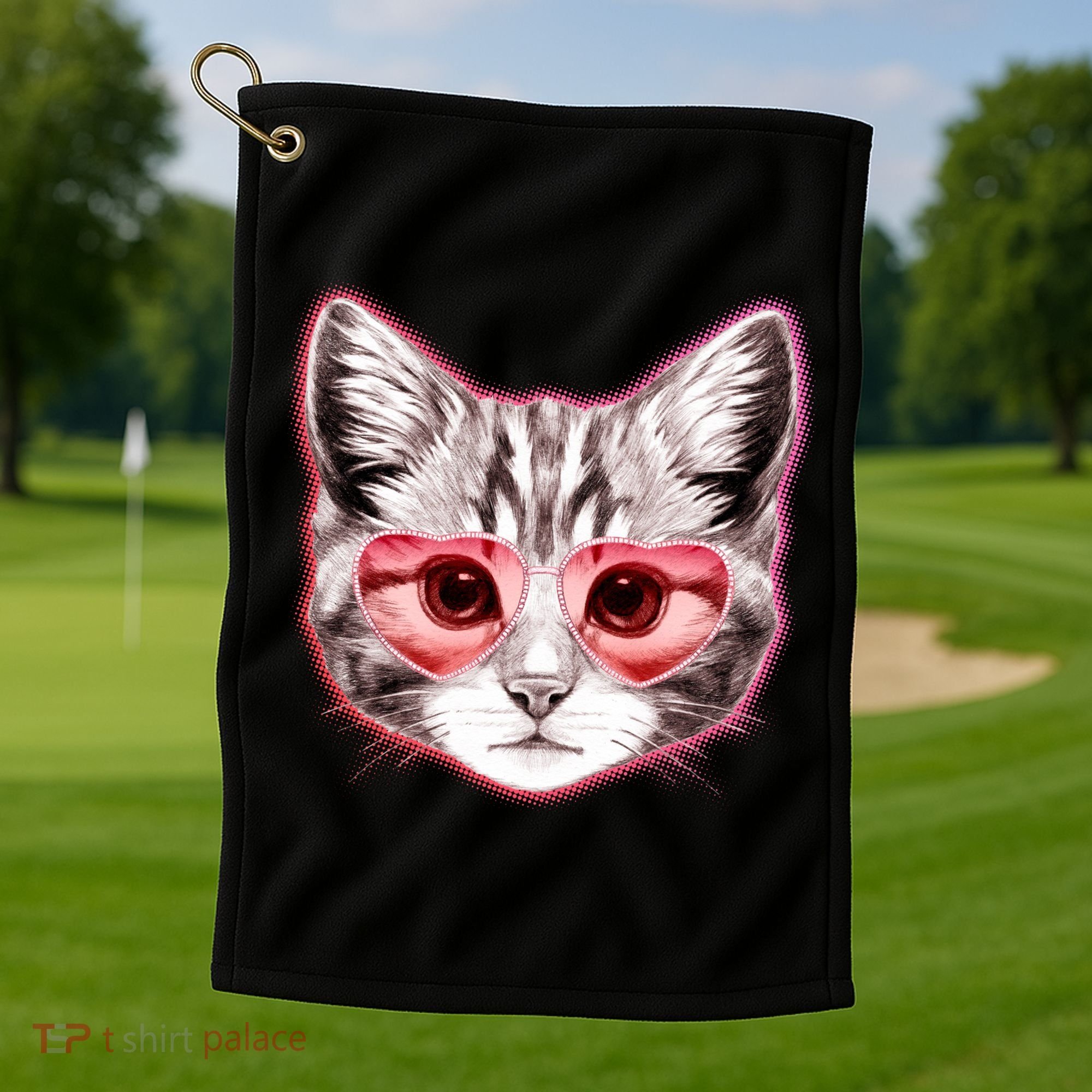 Valentine Cat Love Shades Golf Towel