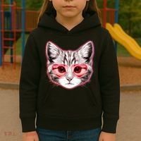 Valentine Cat Love Shades Kids Hoodie thumb 3