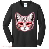 Valentine Cat Love Shades Kids Long Sleeve Shirt thumb 0