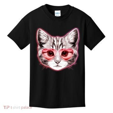 Valentine Cat Love Shades Kids T-Shirt