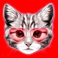 Valentine Cat Love Shades Santa Hat thumb 1