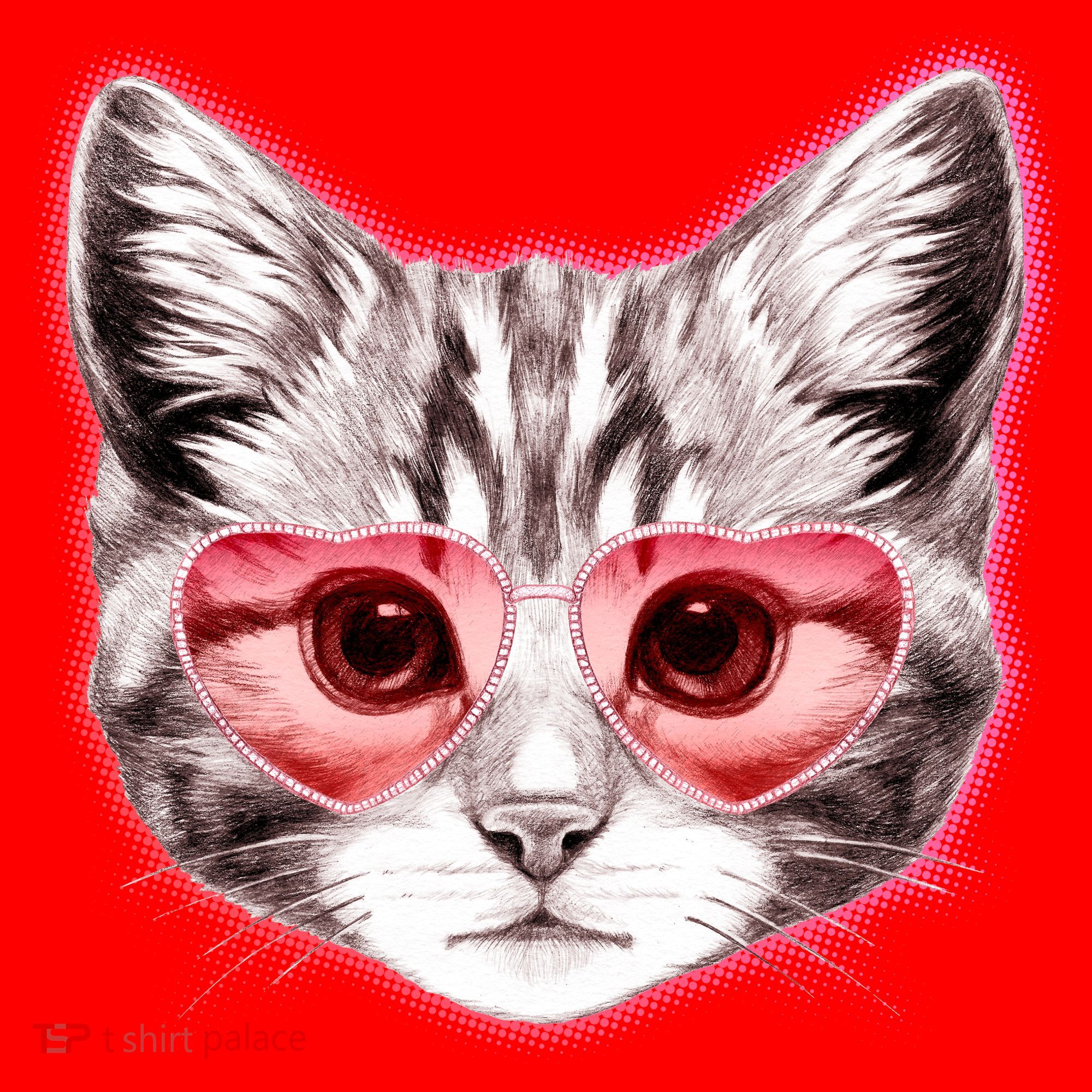 Valentine Cat Love Shades Santa Hat
