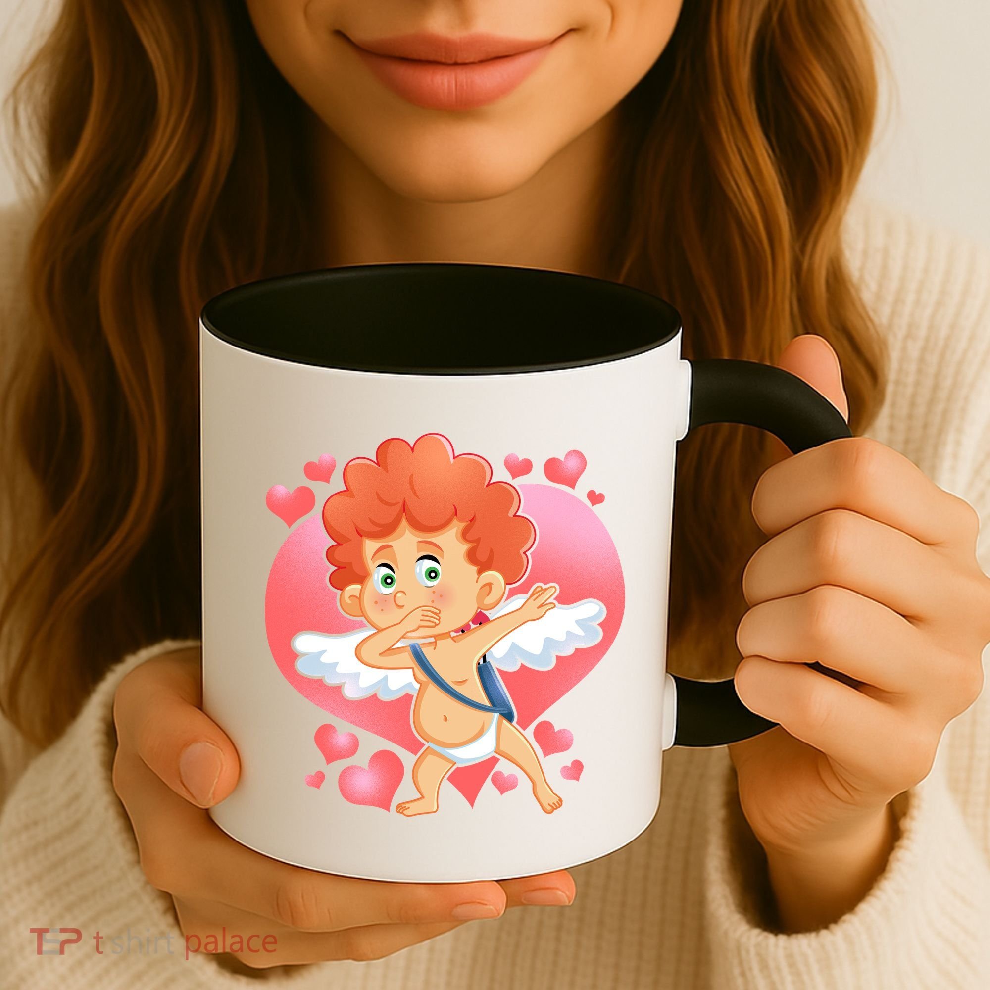 Valentine Dabbing Cupid Coffee Mug