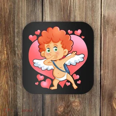 Valentine Dabbing Cupid Coaster