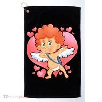 Valentine Dabbing Cupid Golf Towel thumb 0