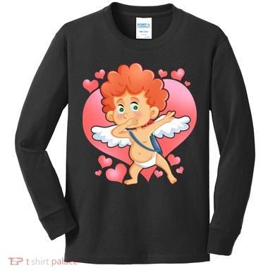 Valentine Dabbing Cupid Kids Long Sleeve Shirt