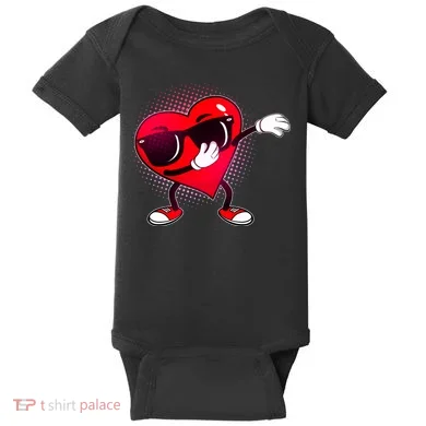 Valentine Dabbing Heart Baby Bodysuit