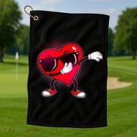 Valentine Dabbing Heart Golf Towel thumb 1