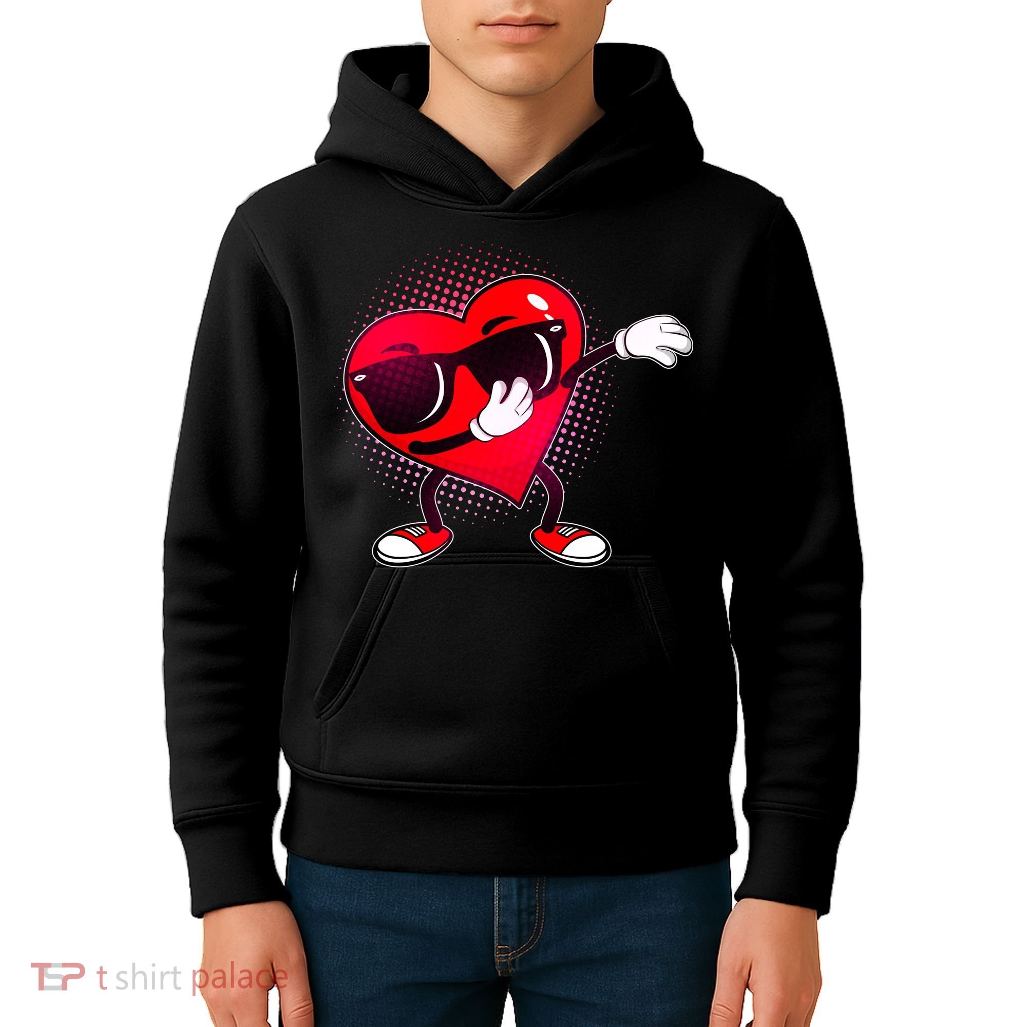 Valentine Dabbing Heart Kids Hoodie