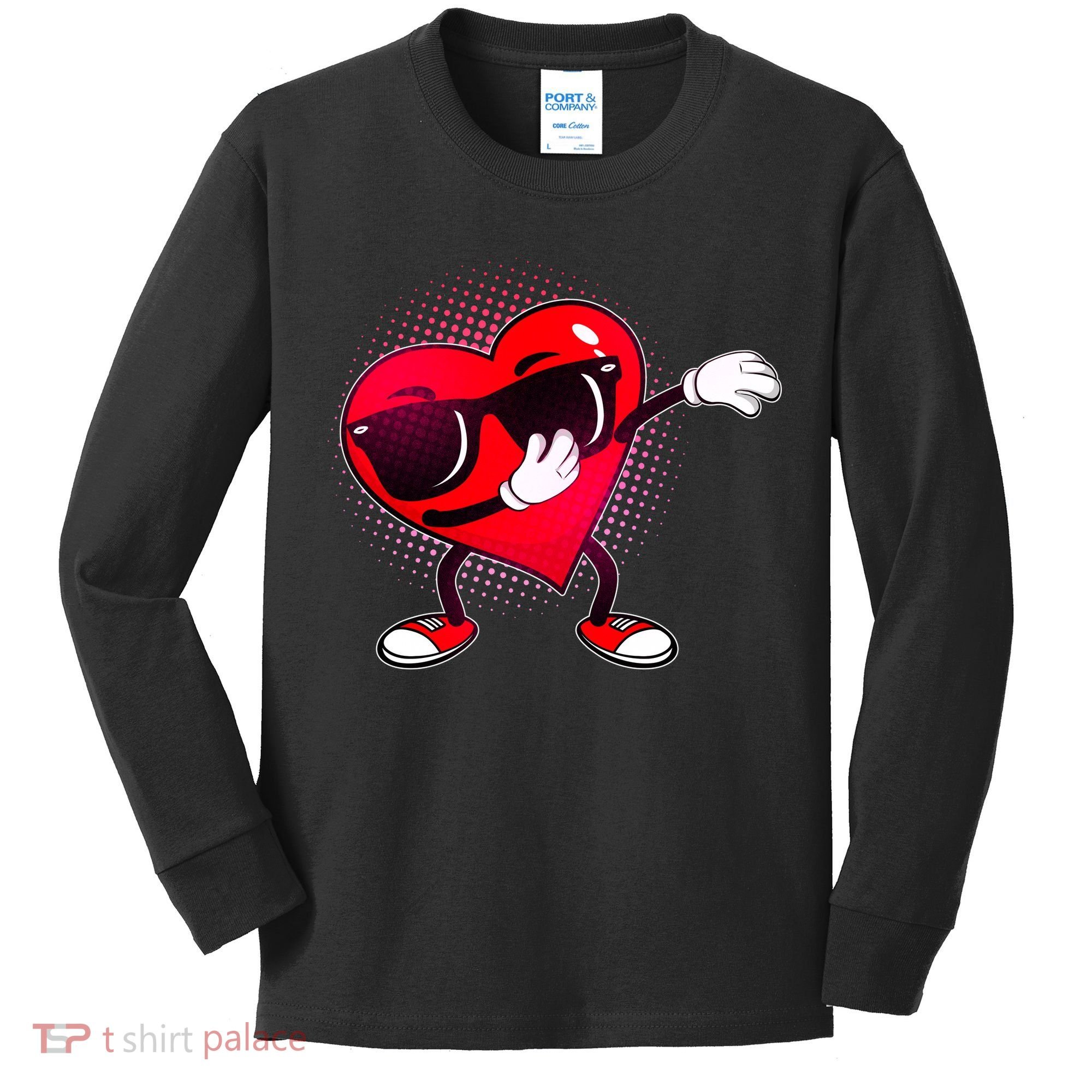 Valentine Dabbing Heart Kids Long Sleeve Shirt
