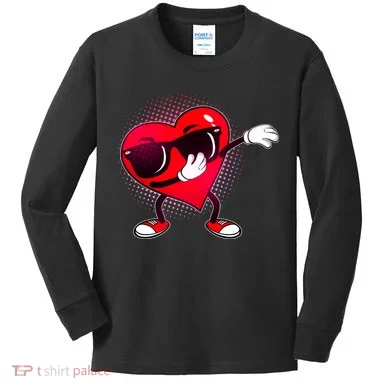 Valentine Dabbing Heart Kids Long Sleeve Shirt
