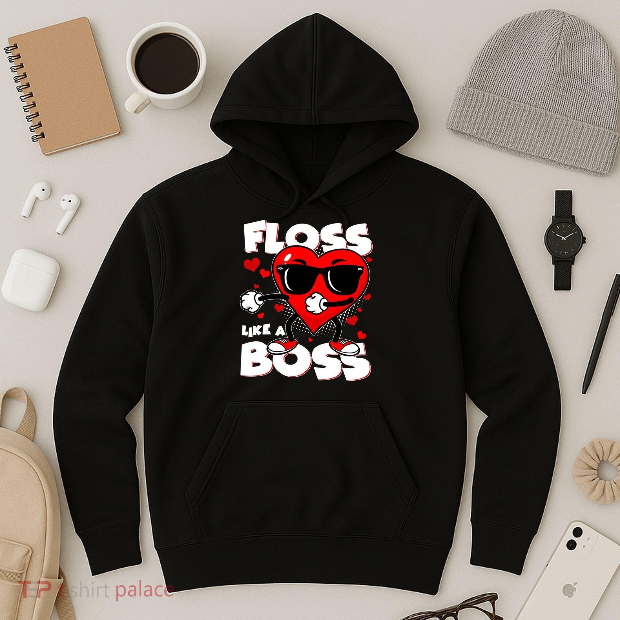 Valentine Floss Like A Boss Heart Hoodie