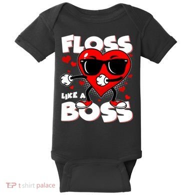 Valentine Floss Like A Boss Heart Baby Bodysuit