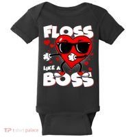 Valentine Floss Like A Boss Heart Baby Bodysuit thumb 0