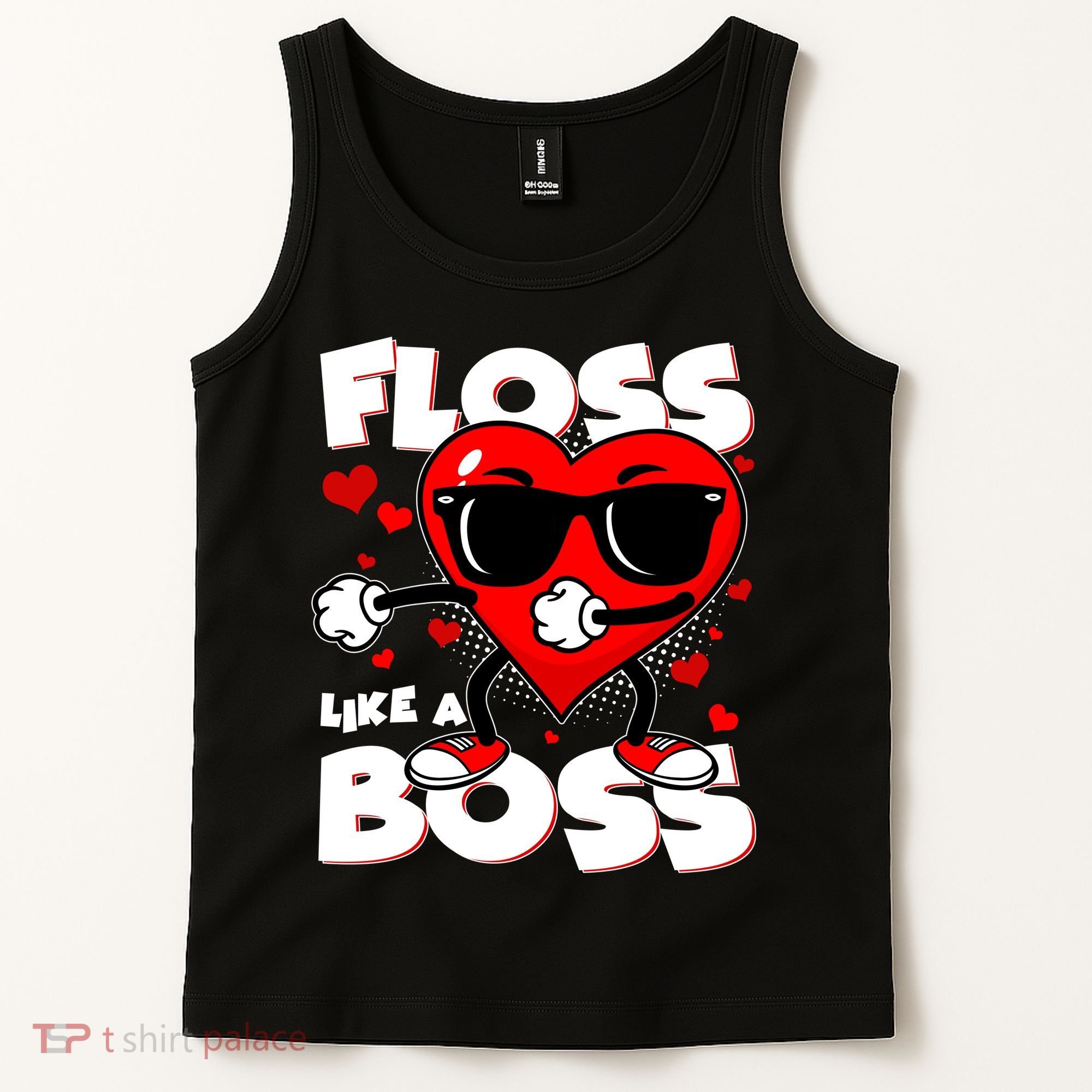 Valentine Floss Like A Boss Heart Tank Top