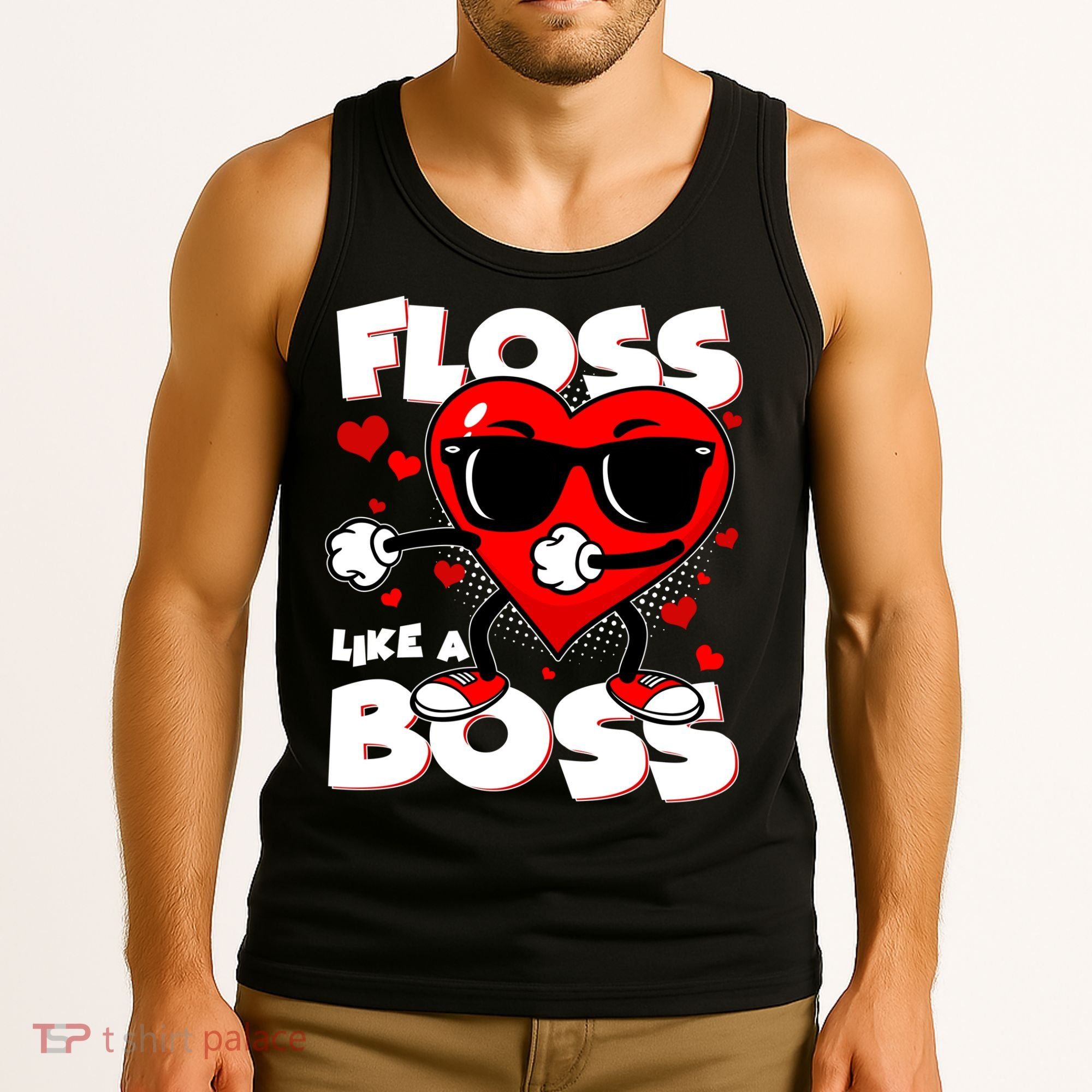 Valentine Floss Like A Boss Heart Tank Top