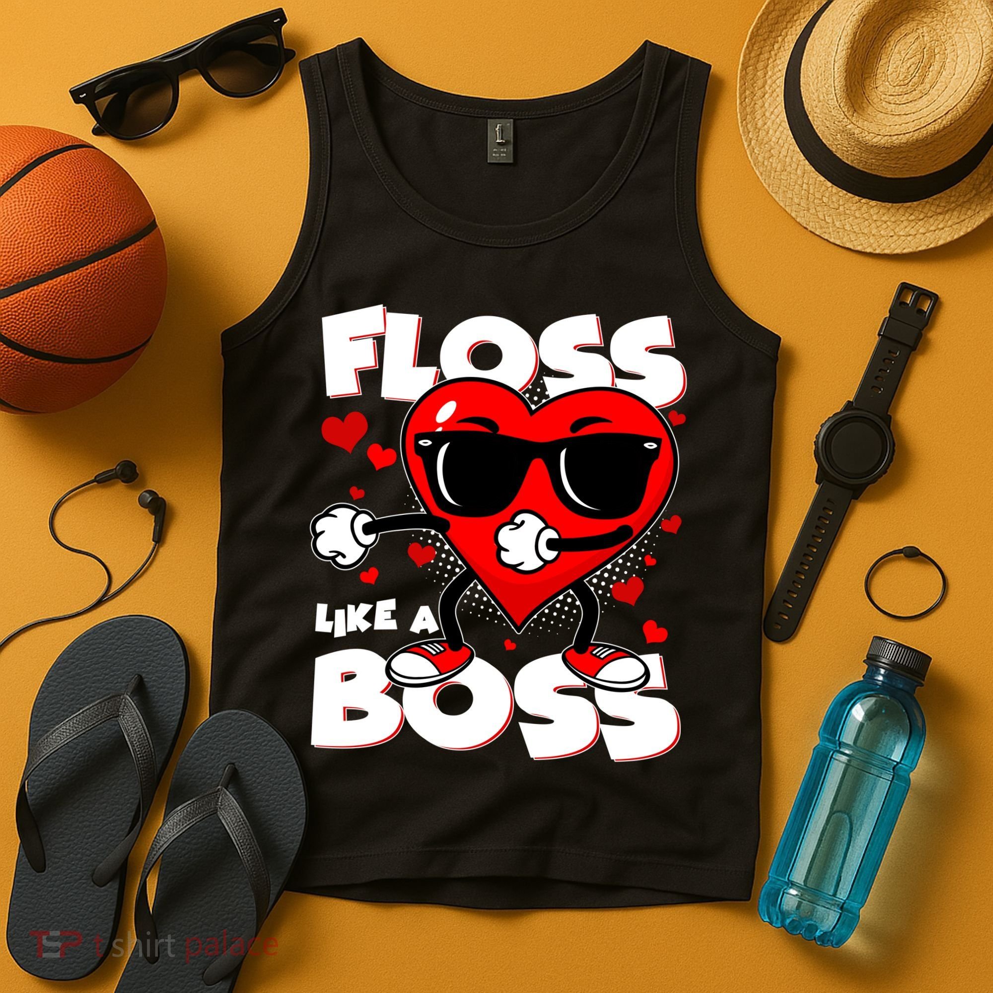 Valentine Floss Like A Boss Heart Tank Top