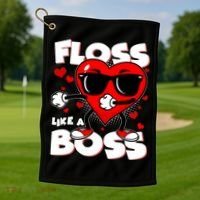 Valentine Floss Like A Boss Heart Golf Towel thumb 1