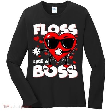 Valentine Floss Like A Boss Heart Women's Long Sleeve Shirt