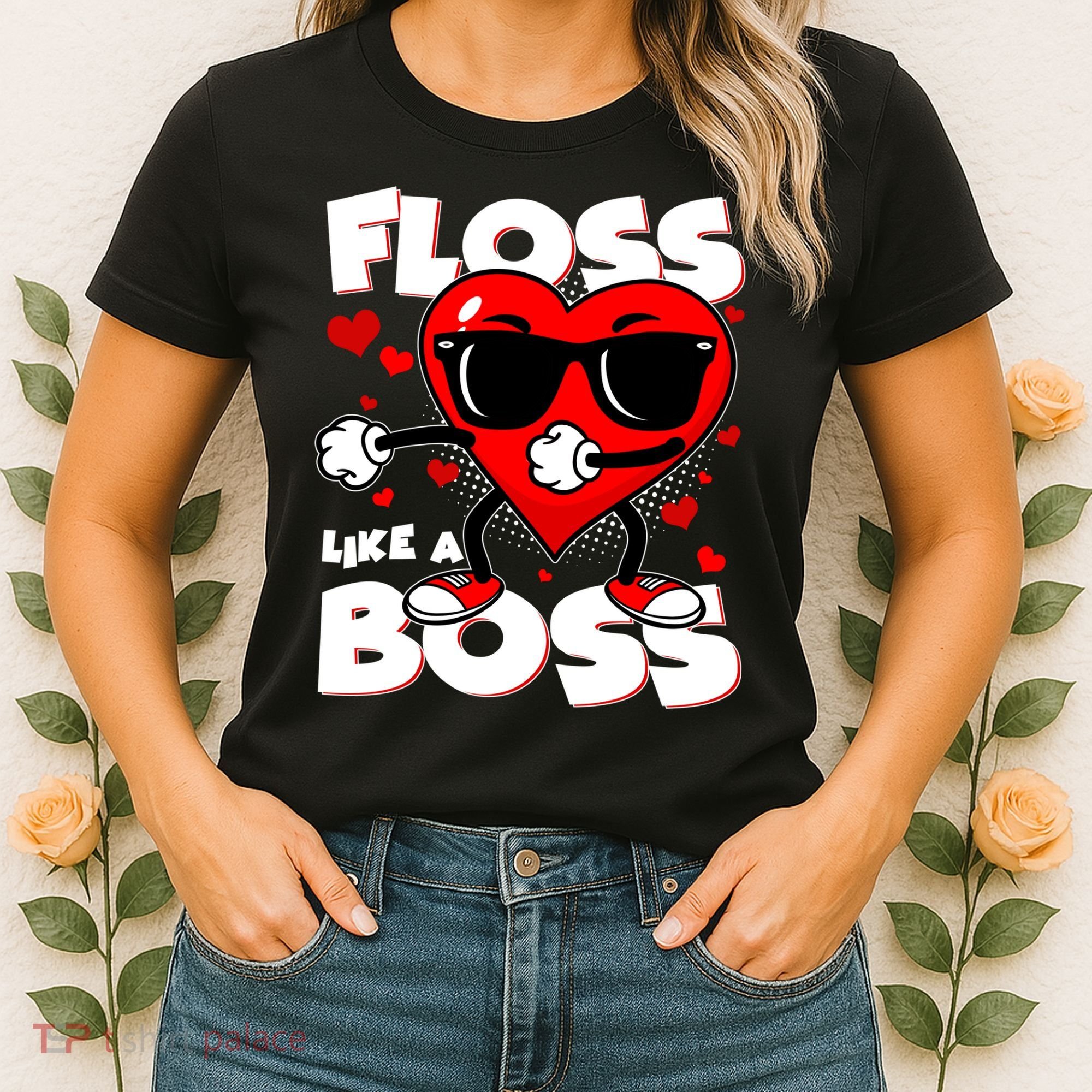 Valentine Floss Like A Boss Heart Women's T-Shirt