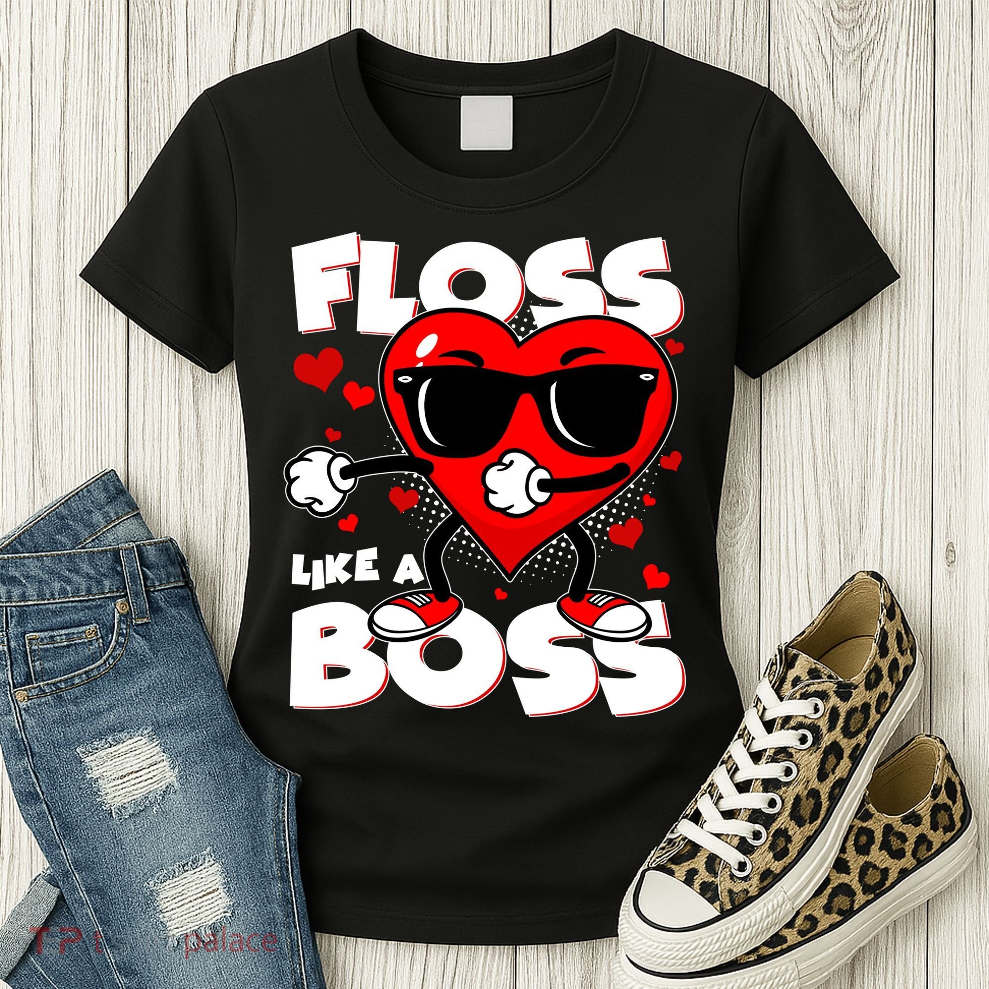 Valentine Floss Like A Boss Heart Women's T-Shirt
