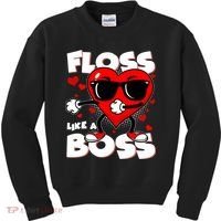 Valentine Floss Like A Boss Heart Kids Sweatshirt thumb 0