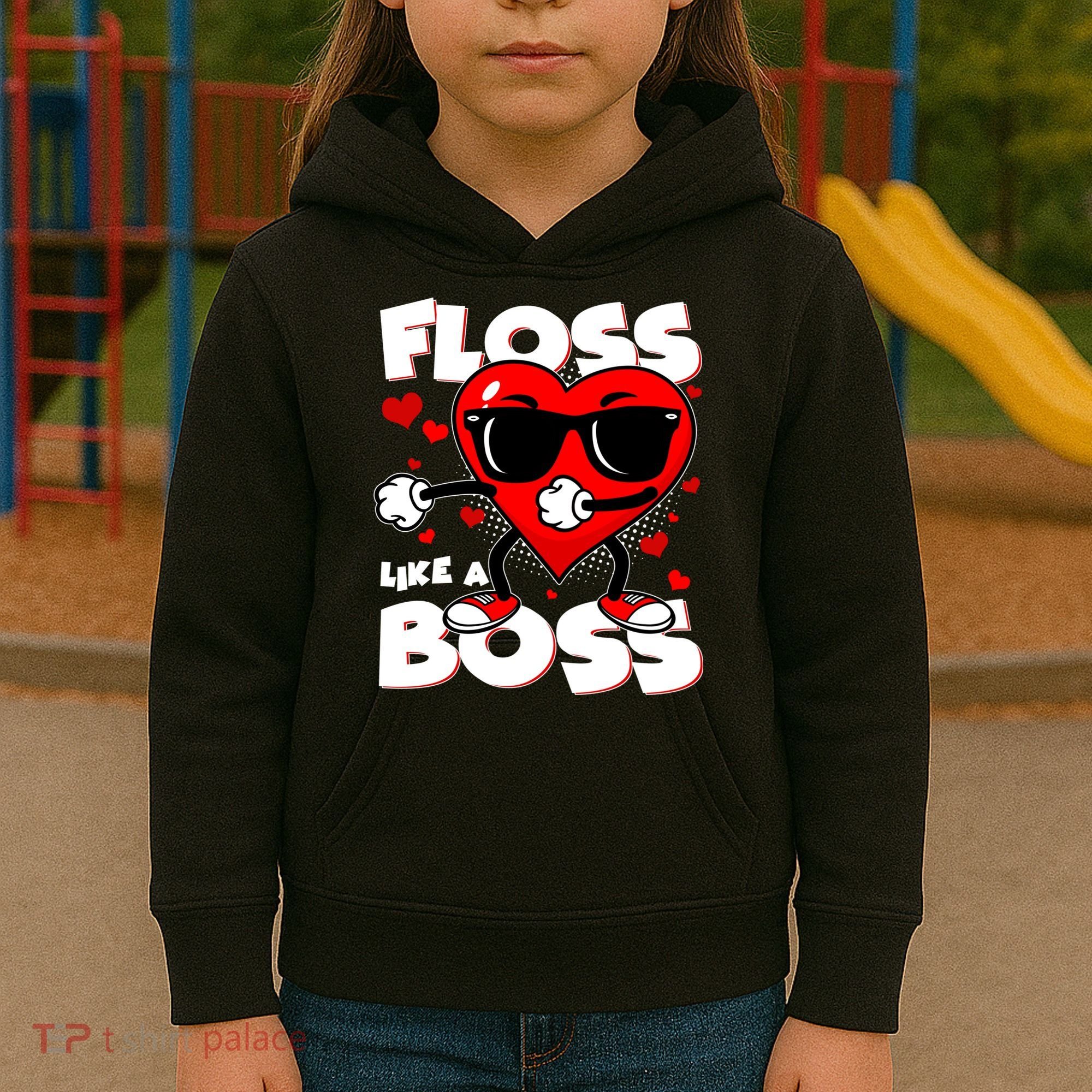 Valentine Floss Like A Boss Heart Kids Hoodie